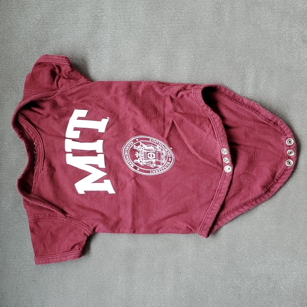 MIT infant maroon short sleeved college onesie
